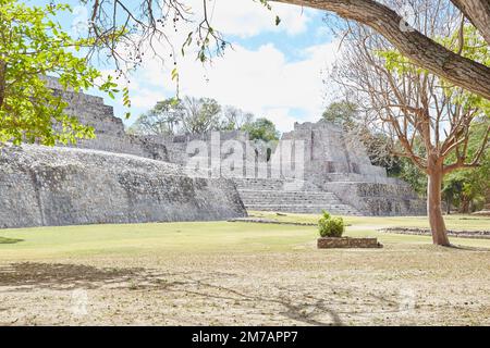 Edzna's Building of the Five Stories, of the MOST unique Mayan Pyramids Banque D'Images