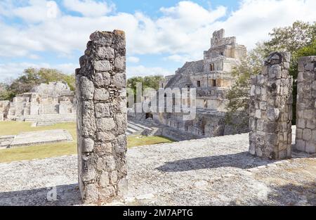 Edzna's Building of the Five Stories, of the MOST unique Mayan Pyramids Banque D'Images