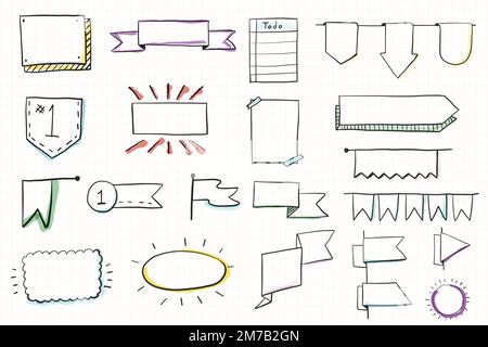Ensemble de bannières vectorielles de journal à puces dessinées à la main Illustration de Vecteur