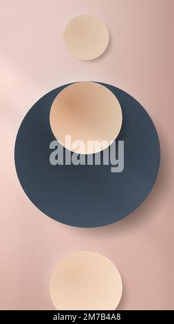 Papier rond coloré coupé avec ombre portée sur fond rose pâle téléphone mobile papier peint vecteur Illustration de Vecteur