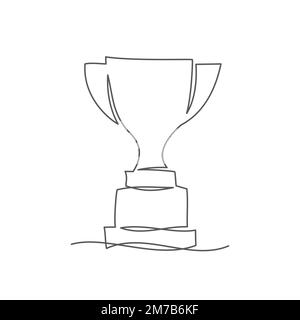 Champion Cup une ligne de dessin sur blanc Illustration de Vecteur