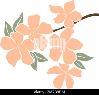 Fleur arbre de fruits branche couleur pochoir art clip Illustration de Vecteur