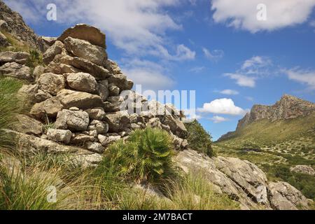 Chantiers navals de la période Talayotica, ville pré-romaine de Bocchoris. Vallée de Boquer. Pollensa.Mallorca.Iles Baléares. Espagne. Banque D'Images