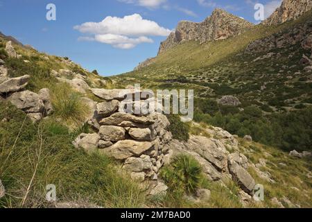 Chantiers navals de la période Talayotica, ville pré-romaine de Bocchoris. Vallée de Boquer. Pollensa.Mallorca.Iles Baléares. Espagne. Banque D'Images