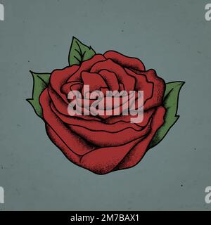 Vintage rouge rose vieille école flash tatouage symbole vecteur Illustration de Vecteur