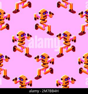 Motif sans couture de robots dansants. Clipart vectoriel Illustration de Vecteur