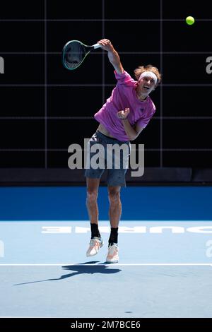 Melbourne, Australie. 09th janvier 2023. Melbourne Park 9 janvier 2023. ALEXANDER ZVEREV (GER) pendant la pratique à l'Open d'Australie de 2023. Credit: Corleve/Alamy Live News Credit: Corleve/Alamy Live News Banque D'Images