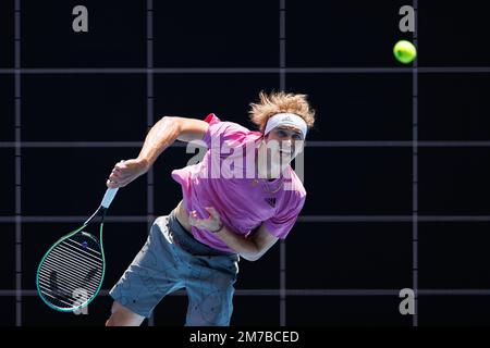 Melbourne, Australie. 09th janvier 2023. Melbourne Park 9 janvier 2023. ALEXANDER ZVEREV (GER) pendant la pratique à l'Open d'Australie de 2023. Credit: Corleve/Alamy Live News Credit: Corleve/Alamy Live News Banque D'Images