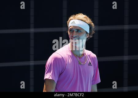 Melbourne, Australie. 09th janvier 2023. Melbourne Park 9 janvier 2023. ALEXANDER ZVEREV (GER) pendant la pratique à l'Open d'Australie de 2023. Credit: Corleve/Alamy Live News Credit: Corleve/Alamy Live News Banque D'Images