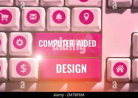 Écriture affichant le texte conception assistée par ordinateur. Présentation commerciale de la conception industrielle CAO à l'aide de dispositifs électroniques Banque D'Images