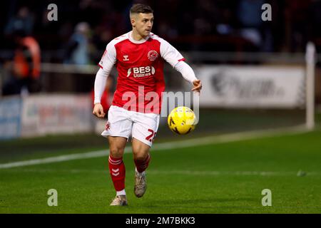 Carl Johnston de Fleetwood Town à l'occasion du troisième tour de la coupe Emirates FA au stade Highbury, Fleetwood. Date de la photo: Samedi 7 janvier 2023. Banque D'Images