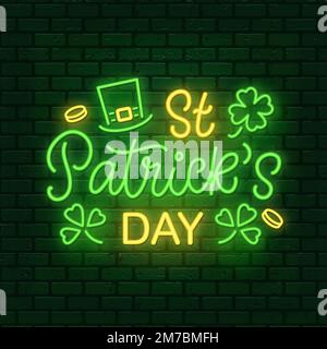Bannière illuminée au néon de Saint Patrick Illustration de Vecteur