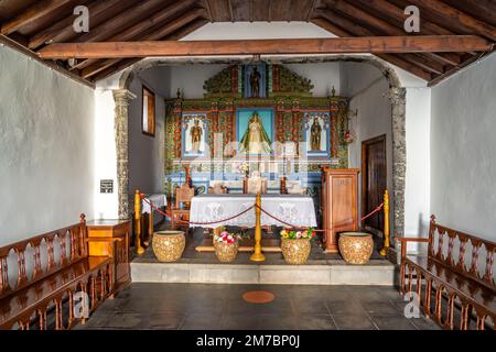 Innenraum der Ermita Virgen de los Reyes, El Hierro, Kanarische Inseln, Espagnol | Ermita Virgen de los Reyes Interior, El Hierro, Iles Canaries, SP Banque D'Images