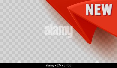 Ruban rouge avec nouveau symbole, drapeau design promo 3D éléments, isolé Illustration de Vecteur