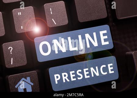Affichage conceptuel présence en ligne. Vitrine d'affaires existence de quelqu'un qui peut être trouvé par une recherche en ligne Banque D'Images