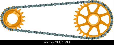 Transmission de vélo. Chaîne avec roues dentées, transmission de vélo et roues dentées de vélo illustration vectorielle Illustration de Vecteur