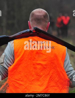 France. Afin d'éviter les accidents, les chasseurs sont en train de lancer plusieurs actions contre la sécurité chaque année. Banque D'Images