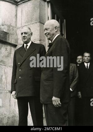 Général français et homme politique Président Charles de Gaulle et Président américain Dwight Eisenhower, France 1960s Banque D'Images