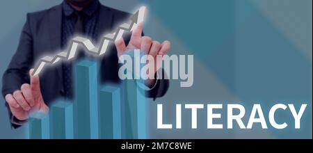 Texte montrant l'inspiration Literacy. Aperçu de l'entreprise capacité à lire et écrire des compétences ou des connaissances dans un domaine spécifique Banque D'Images