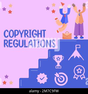 Légende conceptuelle Règlement sur le droit d'auteur. Photo conceptuelle corps de loi qui régit les œuvres originales de l'auteur Banque D'Images