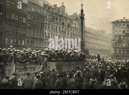 Les troupes d'Hitler prêtes pour le Beer Hall Putsch, Munich, Allemagne 1923 Banque D'Images