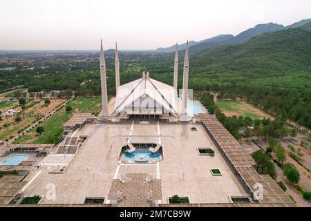 Belle vue aérienne de la mosquée Shah Faisal Islamabad Banque D'Images