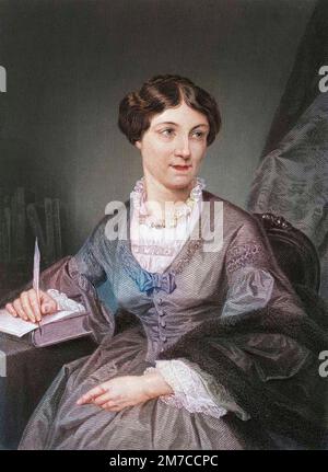 Portrait de Harriet Martineau (1802-1876), ecrivaine anglaise. Graver d'apres un tableau de Alonzo Chappel Banque D'Images