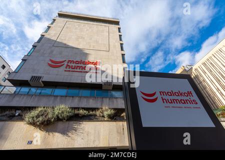 Vue extérieure du bâtiment du siège de Malakoff Humanis, un groupe mutualiste français de protection sociale à but non lucratif Banque D'Images