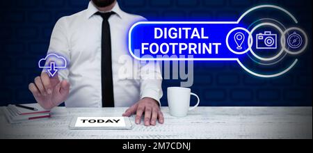 Affiche manuscrite empreinte numérique. Internet concept utilise la technologie numérique pour faire fonctionner le processus de fabrication Banque D'Images