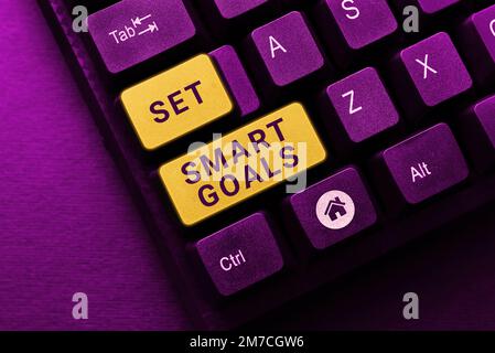 Légende conceptuelle définir des objectifs intelligents. Mot pour établir des objectifs réalisables faire de bons plans d'affaires Banque D'Images