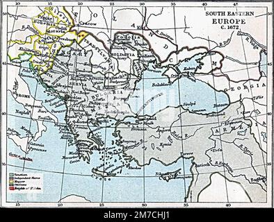 La carte du sud-est de l'Europe c. 1670. Banque D'Images