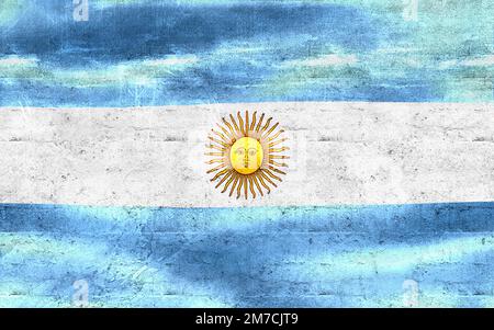 Drapeau de l'Argentine - drapeau de tissu d'ondulation réaliste. Banque D'Images