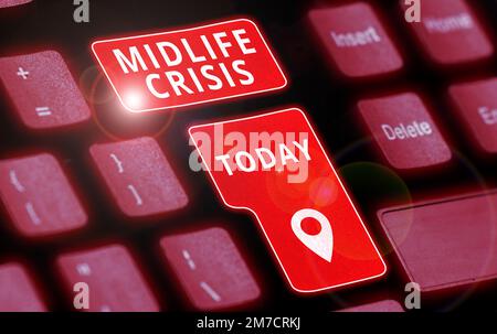 Texte d'écriture Midlife Crisis. Word pour la technique de développement de logiciels qui décompose une application Banque D'Images