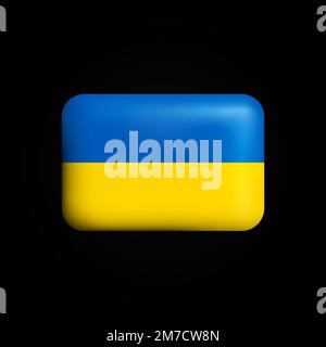 Icône drapeau ukrainien 3D. Drapeau national de l'Ukraine. Illustration vectorielle Illustration de Vecteur