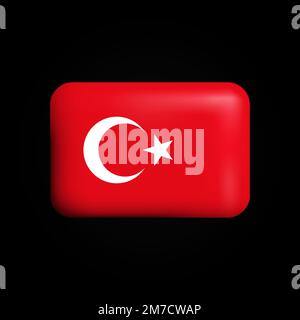 Icône drapeau de Turquie 3D. Drapeau national de la Turquie. Illustration vectorielle Illustration de Vecteur