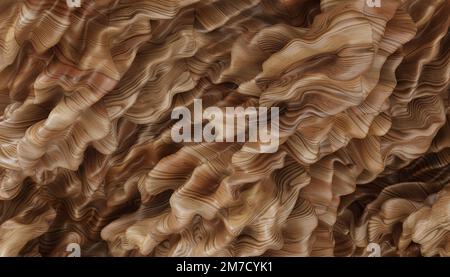 Détail d'un rocher avec variantes de marron. Roche pleine de courbes et lisse. Gros plan sur les rochers, texture spectaculaire. 3D rendu Banque D'Images