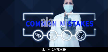 Symbole de texte indiquant les erreurs courantes. Les actions d'idée d'entreprise qui sont souvent utilisées de manière interchangeable avec l'erreur Banque D'Images