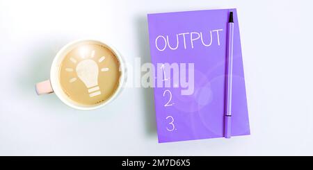 Sortie de texte d'écriture manuscrite. Mot écrit sur le résultat final de quelque chose ou comment les choses finissent vers le haut Banque D'Images