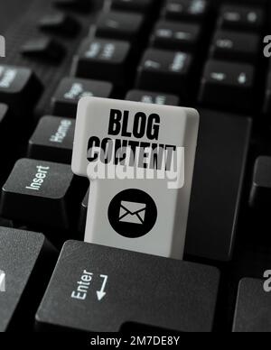 Affiche textuelle montrant le contenu du blog. Concept signification Posts sur une page de streaming continu ou des pages individuelles Banque D'Images