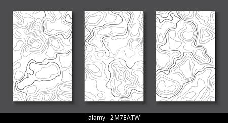Lignes de contour pour les cartes topographiques, le dessin de cartes géographiques. Ensemble de modèles vectoriels Illustration de Vecteur