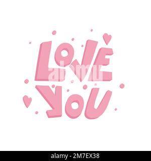Love You - inscription calligraphie rouge. Carte de lettrage à la main Love. Style amusant Illustration de Vecteur