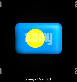 Icône du drapeau Palau 3D. Drapeau national des Palaos. Illustration vectorielle Illustration de Vecteur