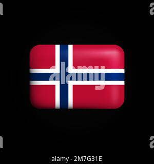 Norvège drapeau 3D icône. Drapeau national de la Norvège. Illustration vectorielle Illustration de Vecteur