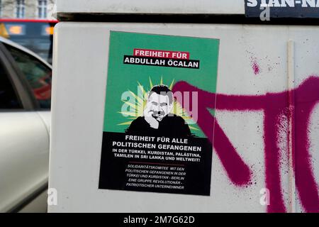 Sticker, Free Öcalan, Potsdam, Brandebourg, Allemagne Banque D'Images