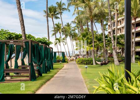 Kaanapali, Maui, Hawaii, États-Unis – février 2018 : promenade sur la plage de Kaanapali Banque D'Images
