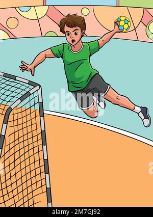 Illustration du dessin animé coloré du handball Sports Illustration de Vecteur