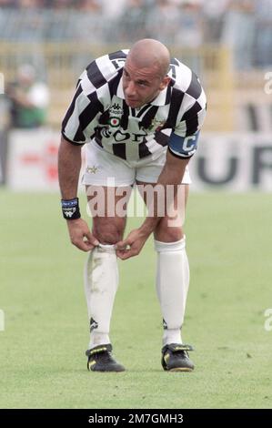 Italie, Turin 1994-1995-1996: Joueur Juventus FC Gianluca Vialli lors de la série A 1995-96 série A football Championship Match Banque D'Images