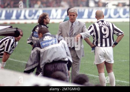 Italie, Turin 1994-1995-1996: Joueur Juventus FC Gianluca Vialli lors de la série A 1995-96 série A football Championship Match Banque D'Images