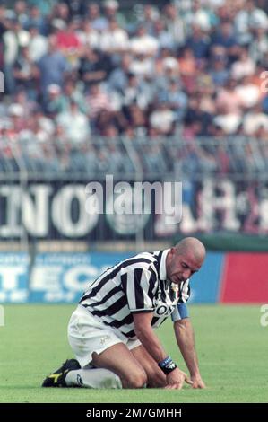 Italie, Turin 1994-1995-1996: Joueur Juventus FC Gianluca Vialli lors de la série A 1995-96 série A football Championship Match Banque D'Images