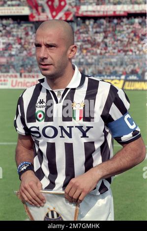 Italie, Turin 1994-1995-1996: Joueur Juventus FC Gianluca Vialli lors de la série A 1995-96 série A football Championship Match Banque D'Images